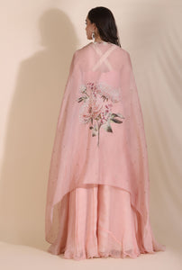 Floral Bustier with Cape and Palazzos