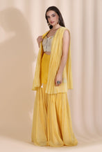 Load image into Gallery viewer, Brocade Blouse with Chevron Garara and Jacket
