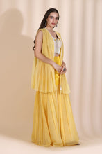 Load image into Gallery viewer, Brocade Blouse with Chevron Garara and Jacket
