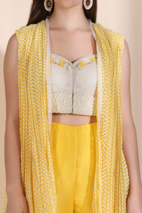 Brocade Blouse with Chevron Garara and Jacket