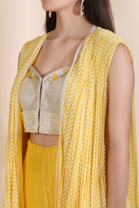 Brocade Blouse with Chevron Garara and Jacket