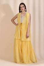 Load image into Gallery viewer, Brocade Blouse with Chevron Garara and Jacket
