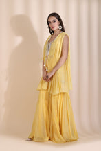 Load image into Gallery viewer, Brocade Blouse with Chevron Garara and Jacket
