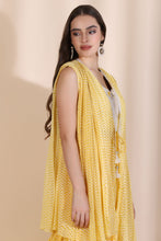 Load image into Gallery viewer, Brocade Blouse with Chevron Garara and Jacket
