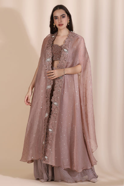 Bugle Bead Busiter With Chiffon Chevron Palazzo And Sunflower Bel Cape