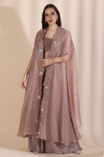 Load image into Gallery viewer, Bugle Bead Busiter With Chiffon Chevron Palazzo And Sunflower Bel Cape
