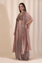Load image into Gallery viewer, Bugle Bead Busiter With Chiffon Chevron Palazzo And Sunflower Bel Cape
