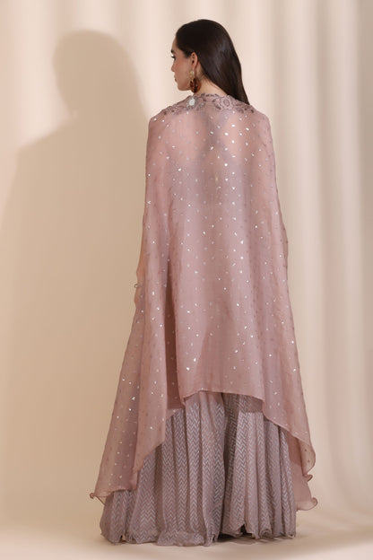 Bugle Bead Busiter With Chiffon Chevron Palazzo And Sunflower Bel Cape