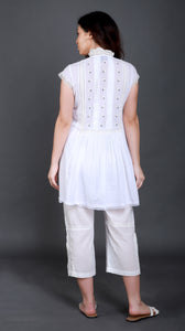 Pleated Yoke with Botanical Embroidery