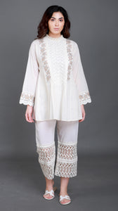 Silver Gold Embroidered Panels with Crochet Detailing