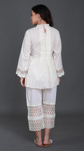 Silver Gold Embroidered Panels with Crochet Detailing
