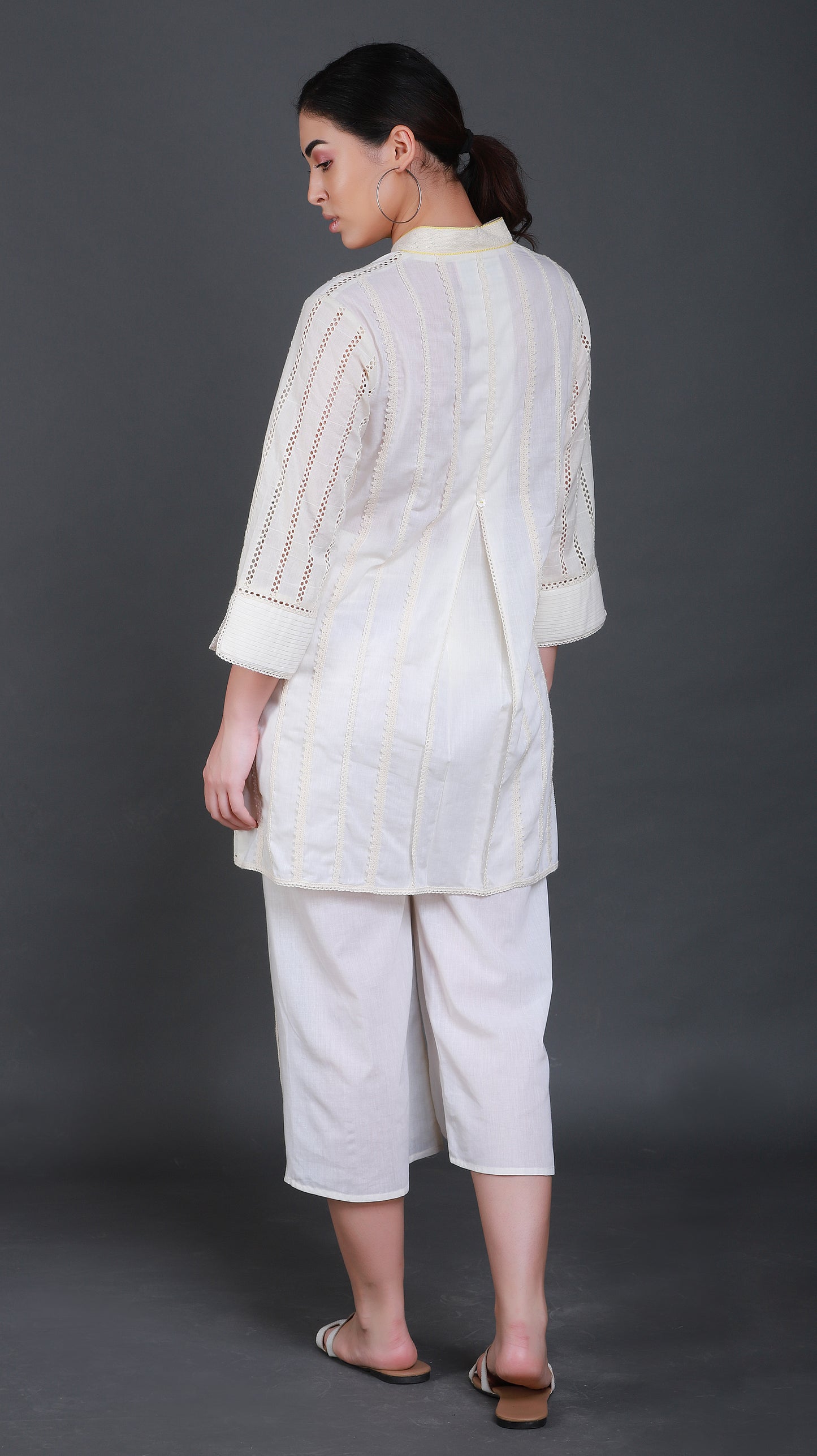 Botanical Embroidered Front Panel with Crochet inlet Sleeves