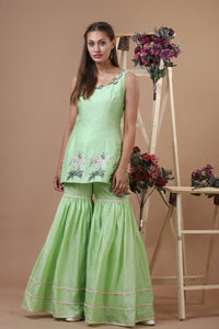 LIME GREEN MAGNOLIA KURTI WITH PALAZZO