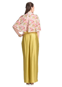 FLORAL CAPE WITH COWL DRAPED DHOTI