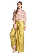 Load image into Gallery viewer, FLORAL CAPE WITH COWL DRAPED DHOTI
